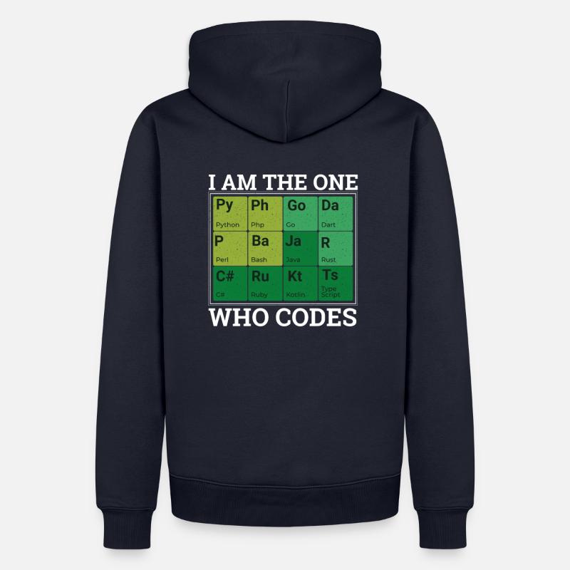« Period Table Programming » | Programmeurs - Sweat à capuche Premium bio Homme - bleu marine
