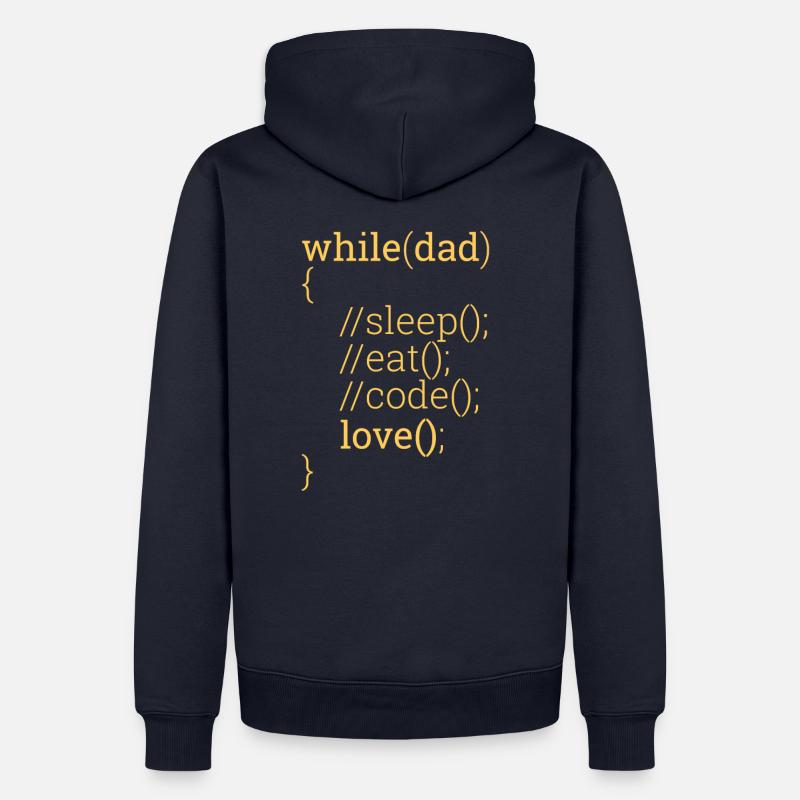 « While dad » | Père, programmeur - Sweat à capuche Premium bio Homme - bleu marine