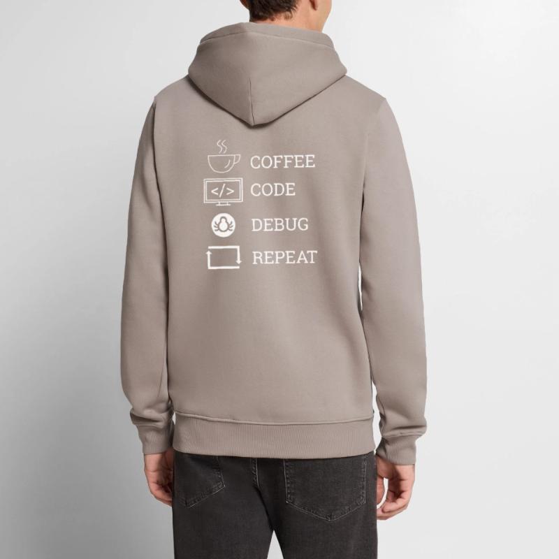 "Coffee Code Debug Repeat" | Programmierer Männer Premium Bio Hoodie