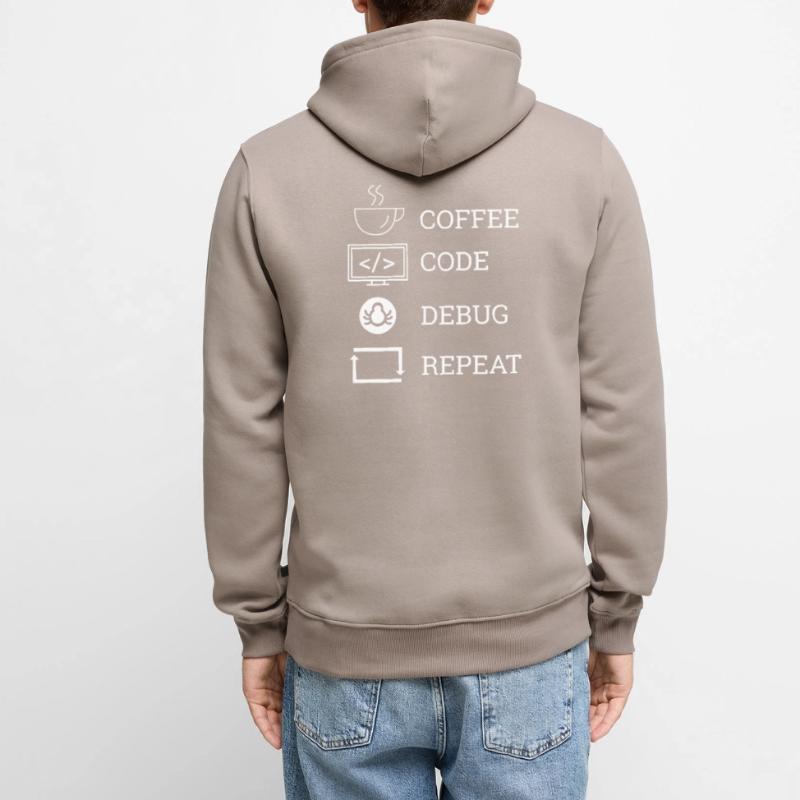 « Coffee Code Debug Repeat » | Programmeurs Sweat à capuche Premium bio Homme
