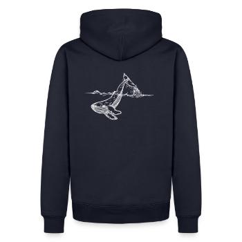 Save the whale UNISEX NATURE - Men’s Premium Organic Hoodie - navy - Back - Nico (187cm)