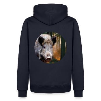 Chasse Chasseur Sanglier DEer Chasse - Sweat à capuche Premium bio Homme - bleu marine - Dos - Nico (187cm)