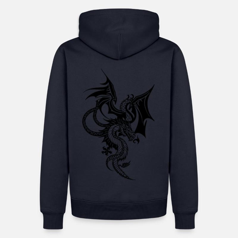 Conception de tatouage - Dragon - Sweat à capuche Premium bio Homme - bleu marine