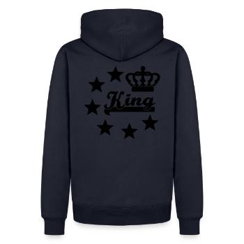 King Queen King Queen Crown Look assorti - Sweat à capuche Premium bio Homme - bleu marine - Dos - Nico (187cm)