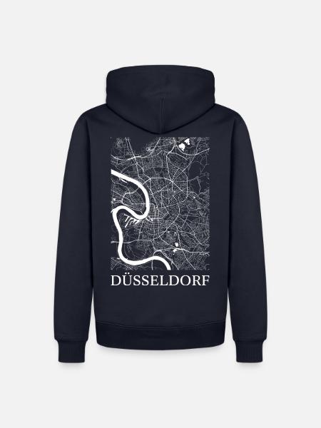 Karte von Düsseldorf - Männer Premium Bio Hoodie - Navy