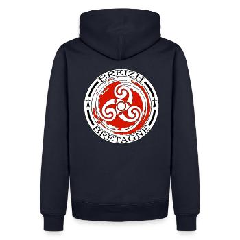Brittany - Breizh - Men’s Premium Organic Hoodie - navy - Back - Nico (187cm)