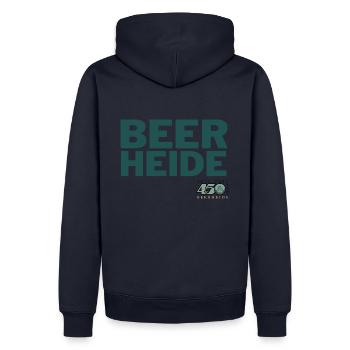 BEERHEIDE - Männer Premium Bio Hoodie - Navy - Hinten - Nico (187cm)
