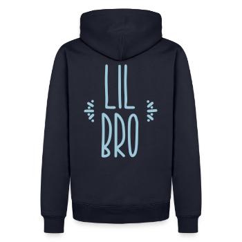 lil bro - Männer Premium Bio Hoodie - Navy - Hinten - Nico (187cm)