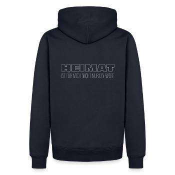 HEIMAT IST.. - Männer Premium Bio Hoodie - Navy - Hinten - Nico (187cm)
