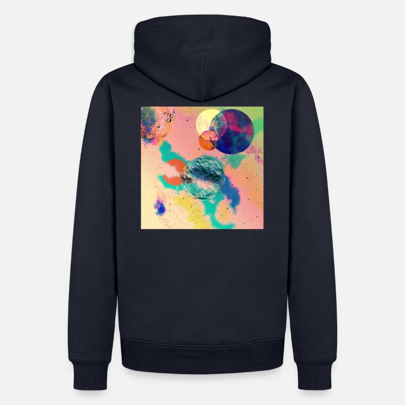Planètes dans l’univers abstrait - Sweat à capuche Premium bio Homme - bleu marine