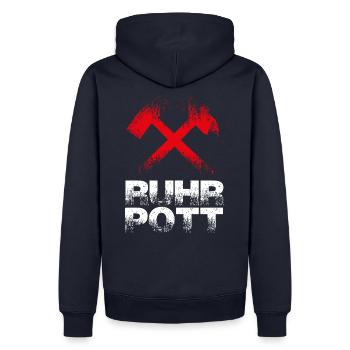 RUHRPOTT 02 - Männer Premium Bio Hoodie - Navy - Hinten - Nico (187cm)