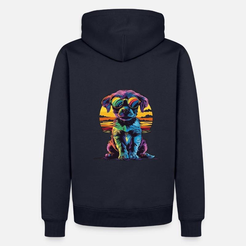 Mode citadine élégante : Chiot drôle - Sweat à capuche Premium bio Homme - bleu marine