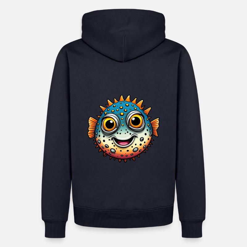 Drôle de poisson-globe rieur - Sweat à capuche Premium bio Homme - bleu marine
