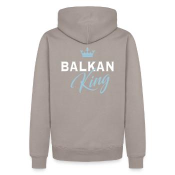 Balkan King - Männer Premium Bio Hoodie - Taupe - Hinten - Nico (187cm)