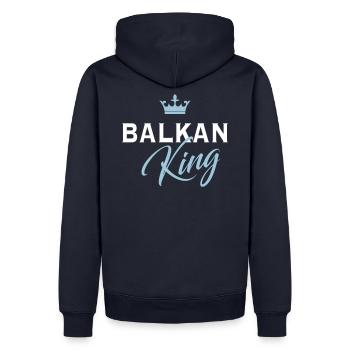 Balkan King - Männer Premium Bio Hoodie - Navy - Hinten - Nico (187cm)