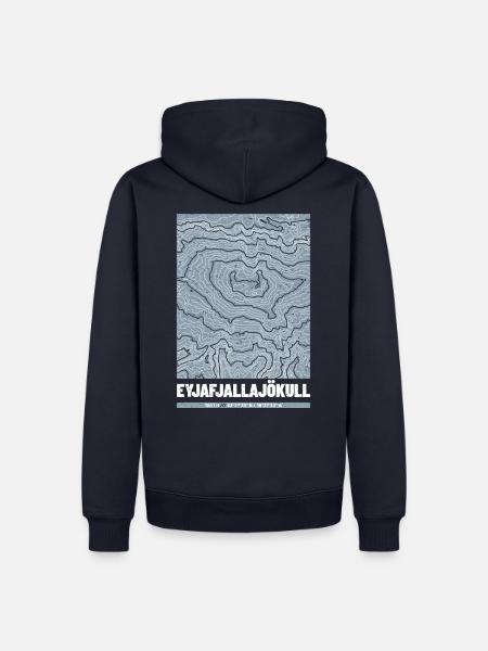 Eyjafjallajökull | Landkarte Topografie Grunge - Männer Premium Bio Hoodie - Navy