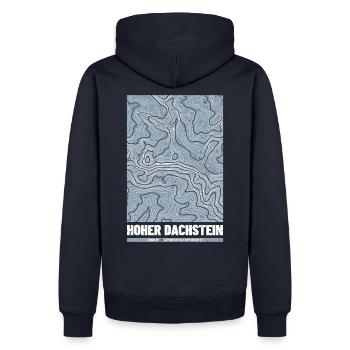 Hoher Dachstein | Landkarte Topografie Grunge - Männer Premium Bio Hoodie - Navy - Hinten - Nico (187cm)