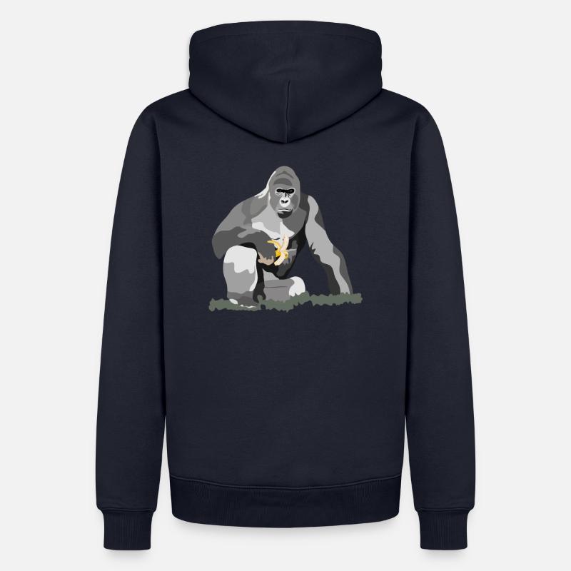 Gorille avec une banane pelée - Sweat à capuche Premium bio Homme - bleu marine