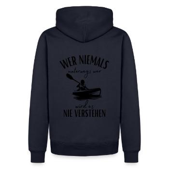 Kajak-Kanu-Wassersport-Spruch-Kanadier-Kajak Sport - Männer Premium Bio Hoodie - Navy - Hinten - Nico (187cm)