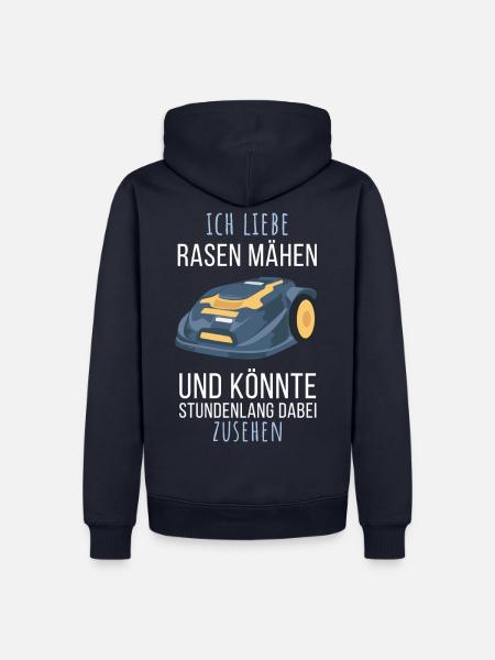 Ich liebe Rasen mähen | Mähroboter Gartenspruch - Männer Premium Bio Hoodie - Navy
