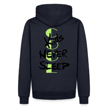 cool Kids never sleep - Männer Premium Bio Hoodie - Navy - Hinten - Nico (187cm)