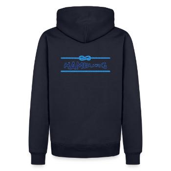 Hamburg Seil und Fisch blau - Männer Premium Bio Hoodie - Navy - Hinten - Nico (187cm)