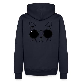 Chat, chats, chat, tête, visage, gueule de bois - Sweat à capuche Premium bio Homme - bleu marine - Dos - Nico (187cm)