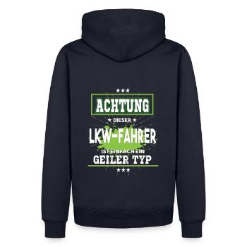 LKW Fahrer einfach ein geiler Typ - Männer Premium Bio Hoodie - Navy - Hinten - Nico (187cm)
