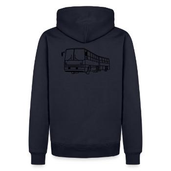 Ikarus 280 Gelenkbus - Männer Premium Bio Hoodie - Navy - Hinten - Nico (187cm)