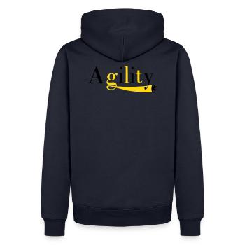 Agility Schrift ein Hund im Tunnel - Männer Premium Bio Hoodie - Navy - Hinten - Nico (187cm)