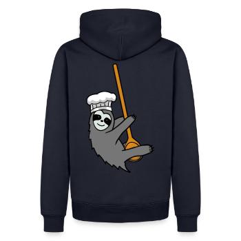 Fleißig Faultier Küche kochen Kochlöffel Hobbykoch - Männer Premium Bio Hoodie - Navy - Hinten - Nico (187cm)