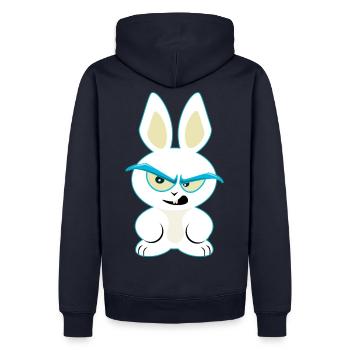Lusiger lapin blanc, funny lapin t-shirt - Sweat à capuche Premium bio Homme - bleu marine - Dos - Nico (187cm)