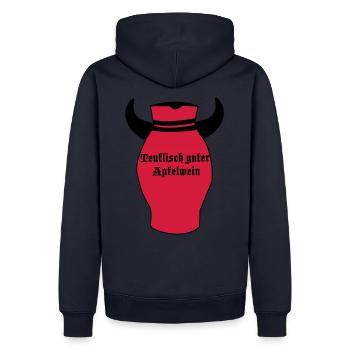 Teuflisch guter Apfelwein - Bembel Teufel - Männer Premium Bio Hoodie - Navy - Hinten - Nico (187cm)