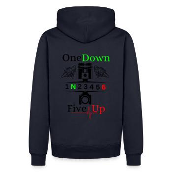 Motorrad Gänge Schaltung 1N23456 - Männer Premium Bio Hoodie - Navy - Hinten - Nico (187cm)