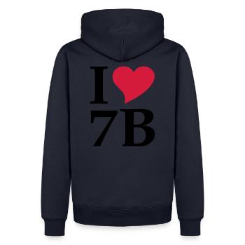 I love 7B/ Siebenbürgen - Männer Premium Bio Hoodie - Navy - Hinten - Nico (187cm)