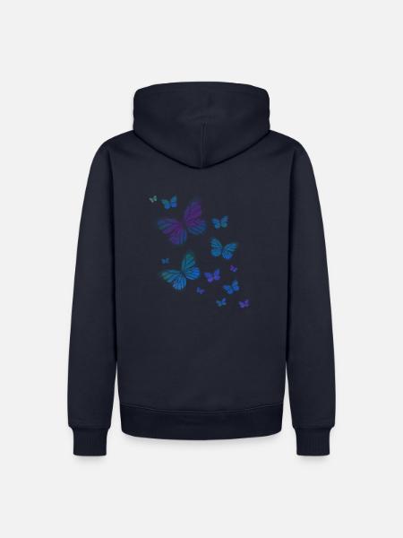 Schmetterling Schmetterling Tier bunt Farbe - Männer Premium Bio Hoodie - Navy