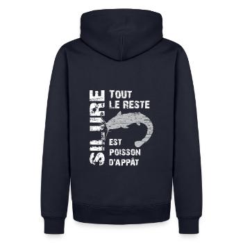 Pêche au silure Tout le reste est poisson d'appât - Sweat à capuche Premium bio Homme - bleu marine - Dos - Nico (187cm)
