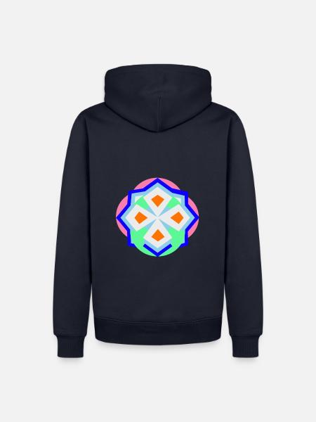 graphic art mosaik mandala bunt - Männer Premium Bio Hoodie - Navy