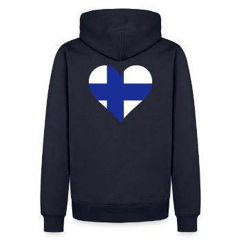 Ein Herz für Finnland - Männer Premium Bio Hoodie - Navy - Hinten - Nico (187cm)
