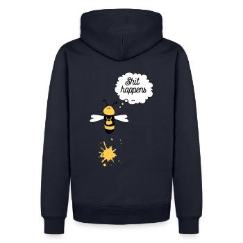 Shit happens Biene - Männer Premium Bio Hoodie - Navy - Hinten - Nico (187cm)