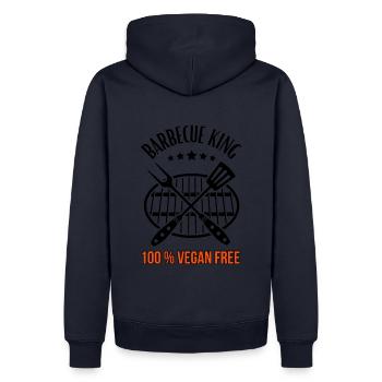 Barbecue King -100 % Vegan Free - Grill & BBQ - Männer Premium Bio Hoodie - Navy - Hinten - Nico (187cm)