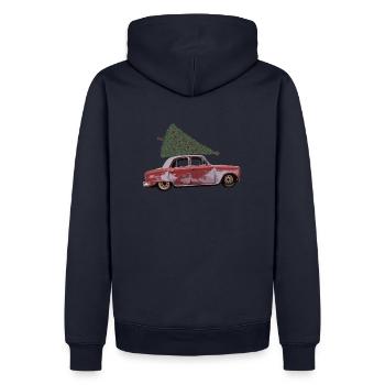 Voiture classique avec sapin - Sweat à capuche Premium bio Homme - bleu marine - Dos - Nico (187cm)