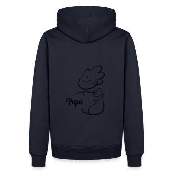 Illustration Père et Fils - Sweat à capuche Premium bio Homme - bleu marine - Dos - Nico (187cm)