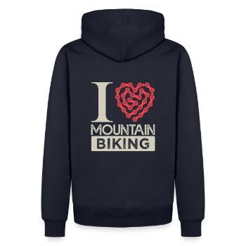 I love mountain biking j aime le vélo montagne - Sweat à capuche Premium bio Homme - bleu marine - Dos - Nico (187cm)