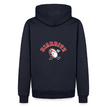 Biarritz Rugby sport rugby supporter biarritz - Sweat à capuche Premium bio Homme - bleu marine - Dos - Nico (187cm)