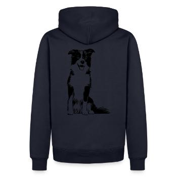 Border Collie / Dog Design Gift Idea - Men’s Premium Organic Hoodie - navy - Back - Nico (187cm)