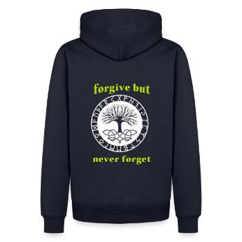Forgive but never forget - Männer Premium Bio Hoodie - Navy - Hinten - Nico (187cm)