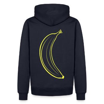 Banane, le design simple de la banane - Sweat à capuche Premium bio Homme - bleu marine - Dos - Nico (187cm)