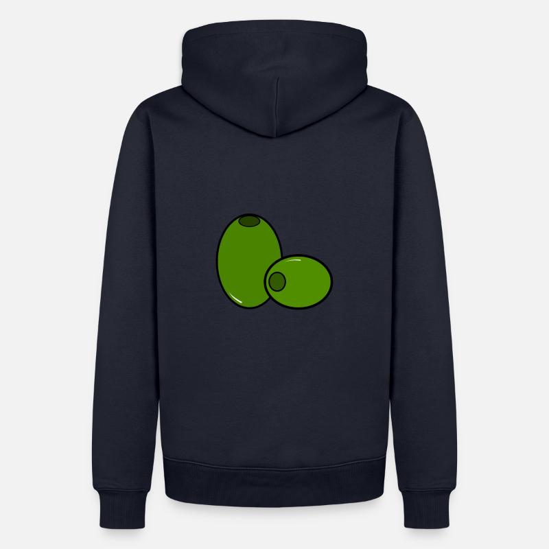 Conception d'Olives | deux olives vertes - Sweat à capuche Premium bio Homme - bleu marine
