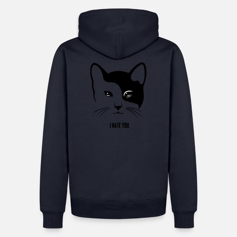 Chat: Je te déteste. - Sweat à capuche Premium bio Homme - bleu marine